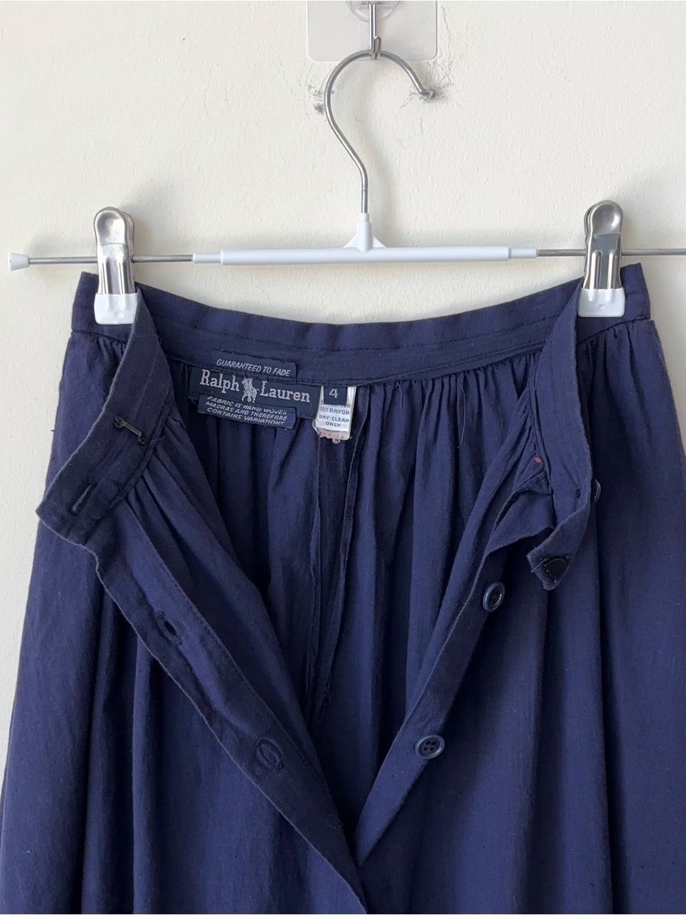 Ralph Lauren Deep Navy Button-Front Midi Skirt - Picture 2 of 16